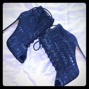 Boot cut sandal heels